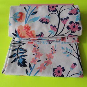 Kate Spade Shower Curtain NEW, Navy Floral Cotton, 72x72, blue pink orange H89